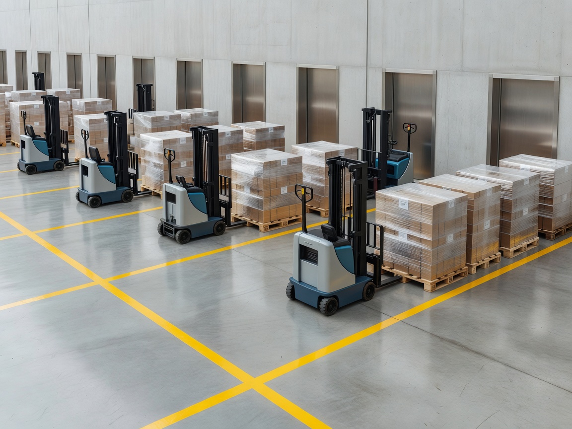 Clean European loading bay with organized staging lanes